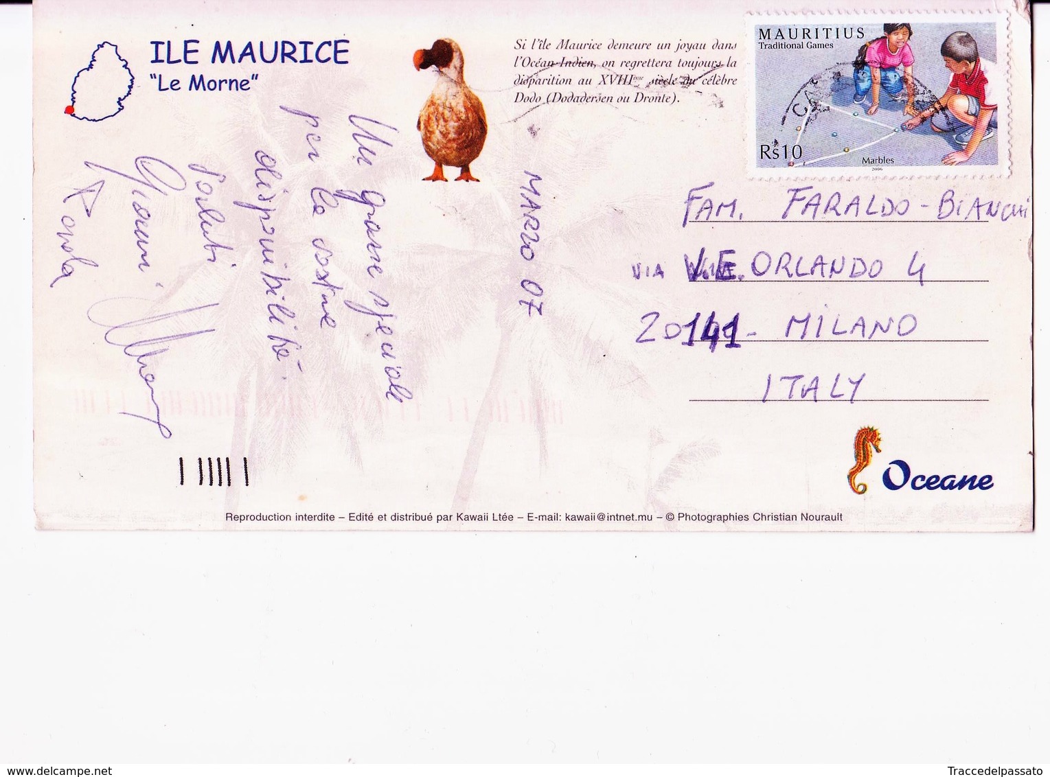 CARTOLINA ILE MAURICE - MAURITIUS - 2007 - "LE MORNE" - POSTCARD WITH STAMP - Mauritius