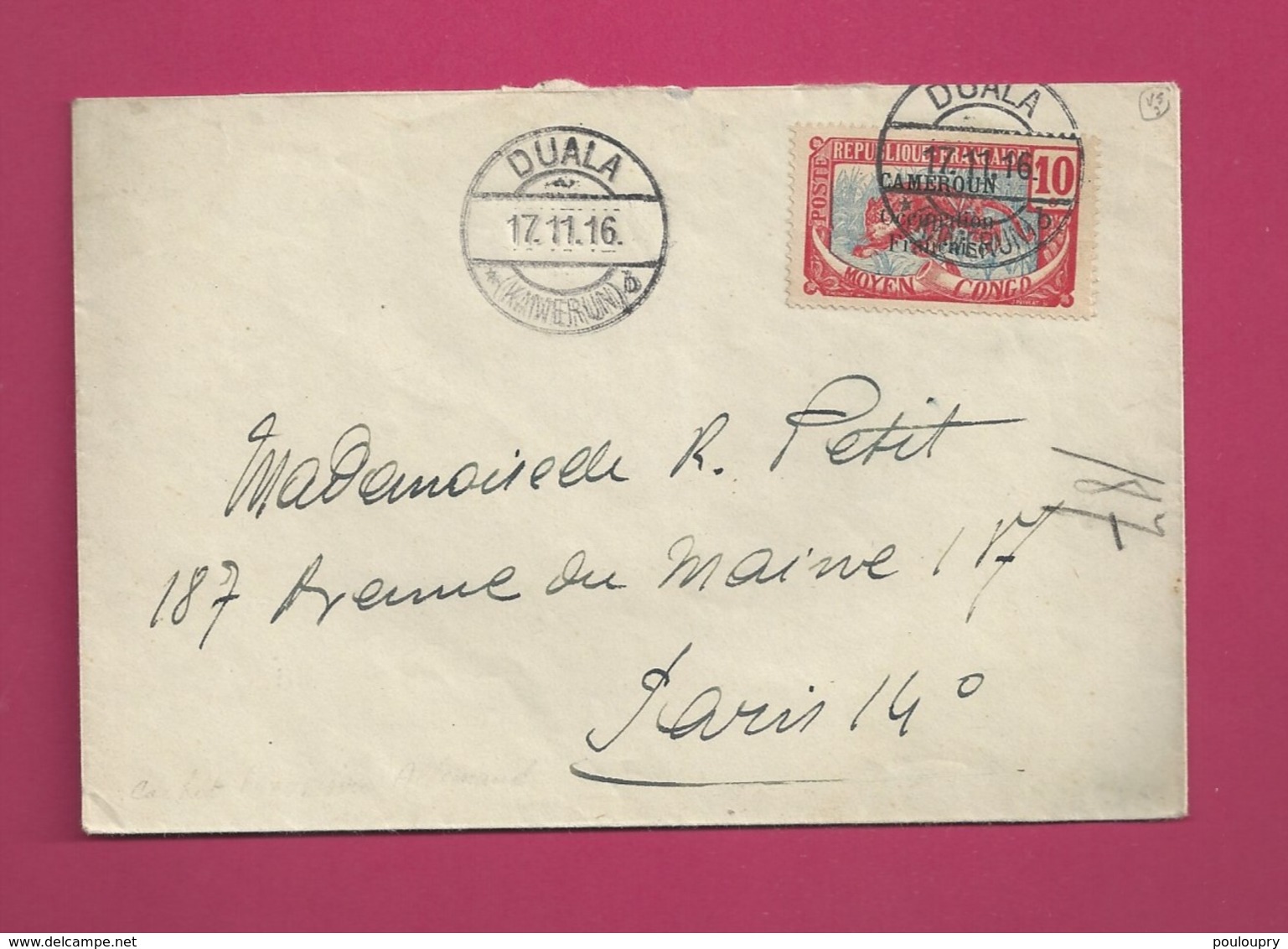 Lettre De 1916 Pour La France - YT N° 71 - Rare Cachet Oblitérant En Service Du 20/04/16 Au 17/11/16 - Lettres & Documents