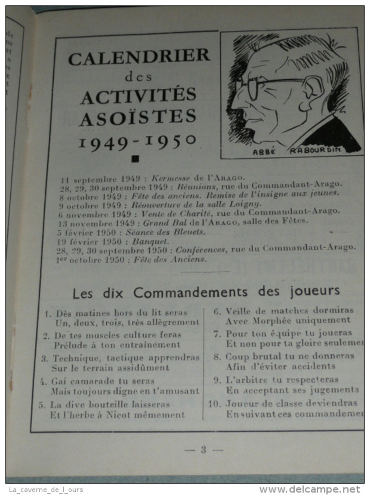 Rare Ancien Calendrier Sportif ASO Arago Sports-Orléanais 1949-1950, Sport Orléans 45, Publicités Anciennes Caricatures - Kleinformat : 1941-60