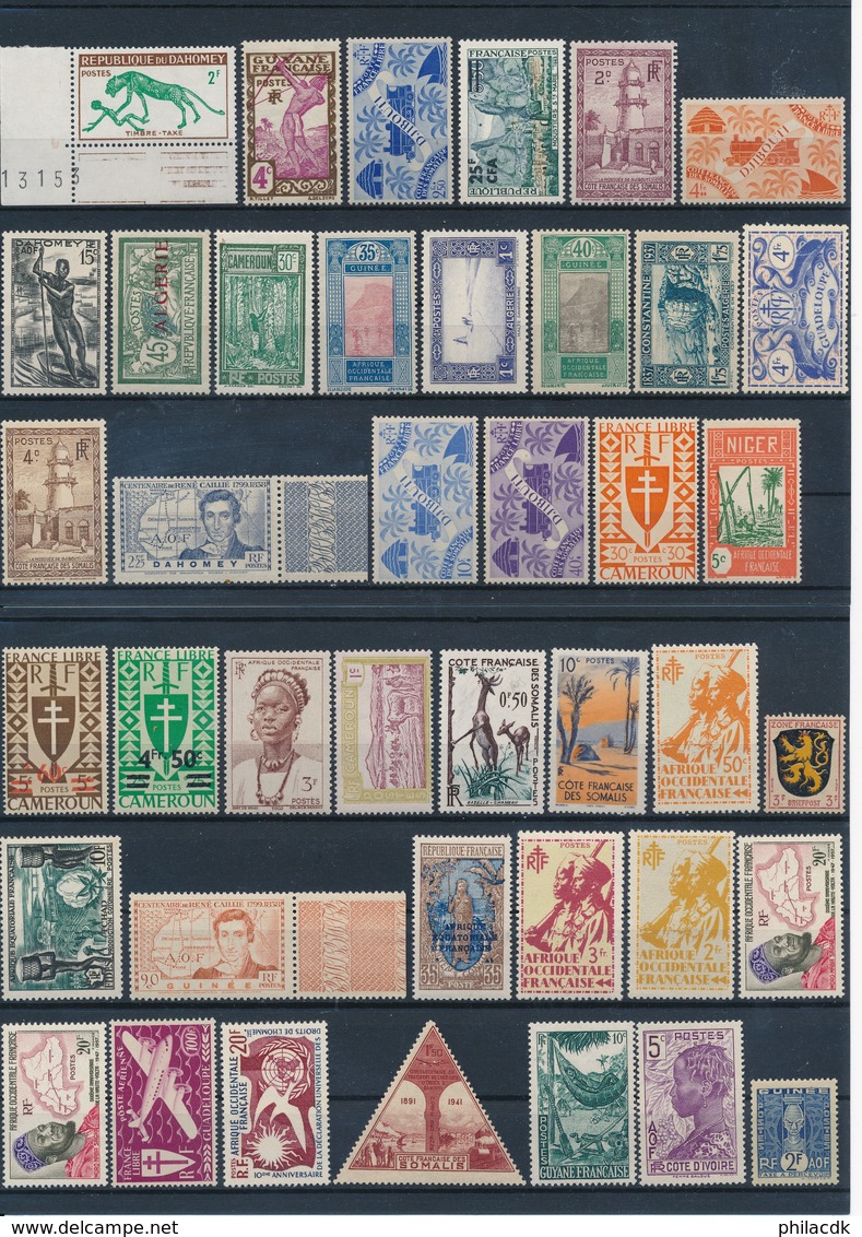 COLONIES FRANCAISES - BELLE COLLECTION DE 273 TIMBRES NEUFS** SANS CHARNIERE - VOIR SCANNS RECTO VERSO - Collections