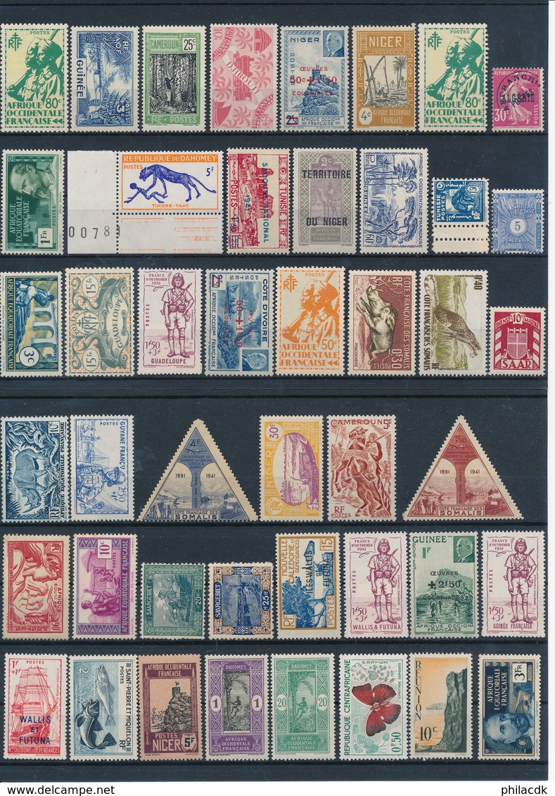 COLONIES FRANCAISES - BELLE COLLECTION DE 273 TIMBRES NEUFS** SANS CHARNIERE - VOIR SCANNS RECTO VERSO - Collections