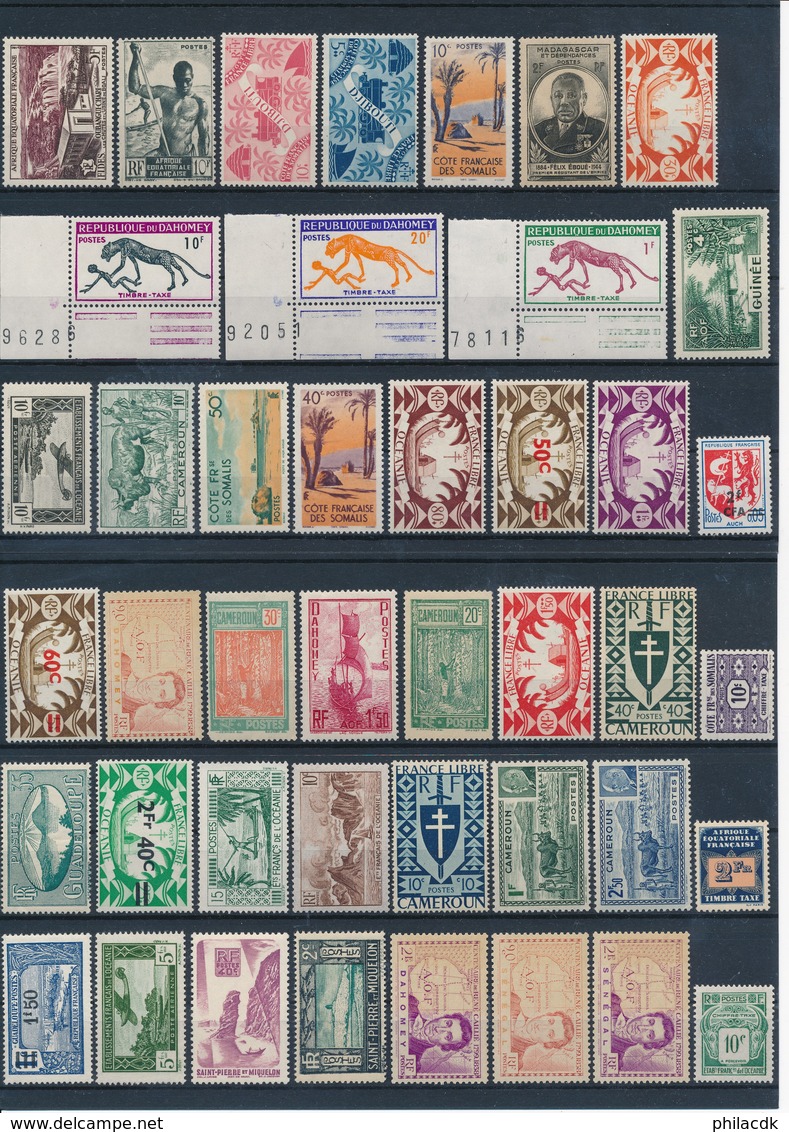 COLONIES FRANCAISES - BELLE COLLECTION DE 273 TIMBRES NEUFS** SANS CHARNIERE - VOIR SCANNS RECTO VERSO - Collections