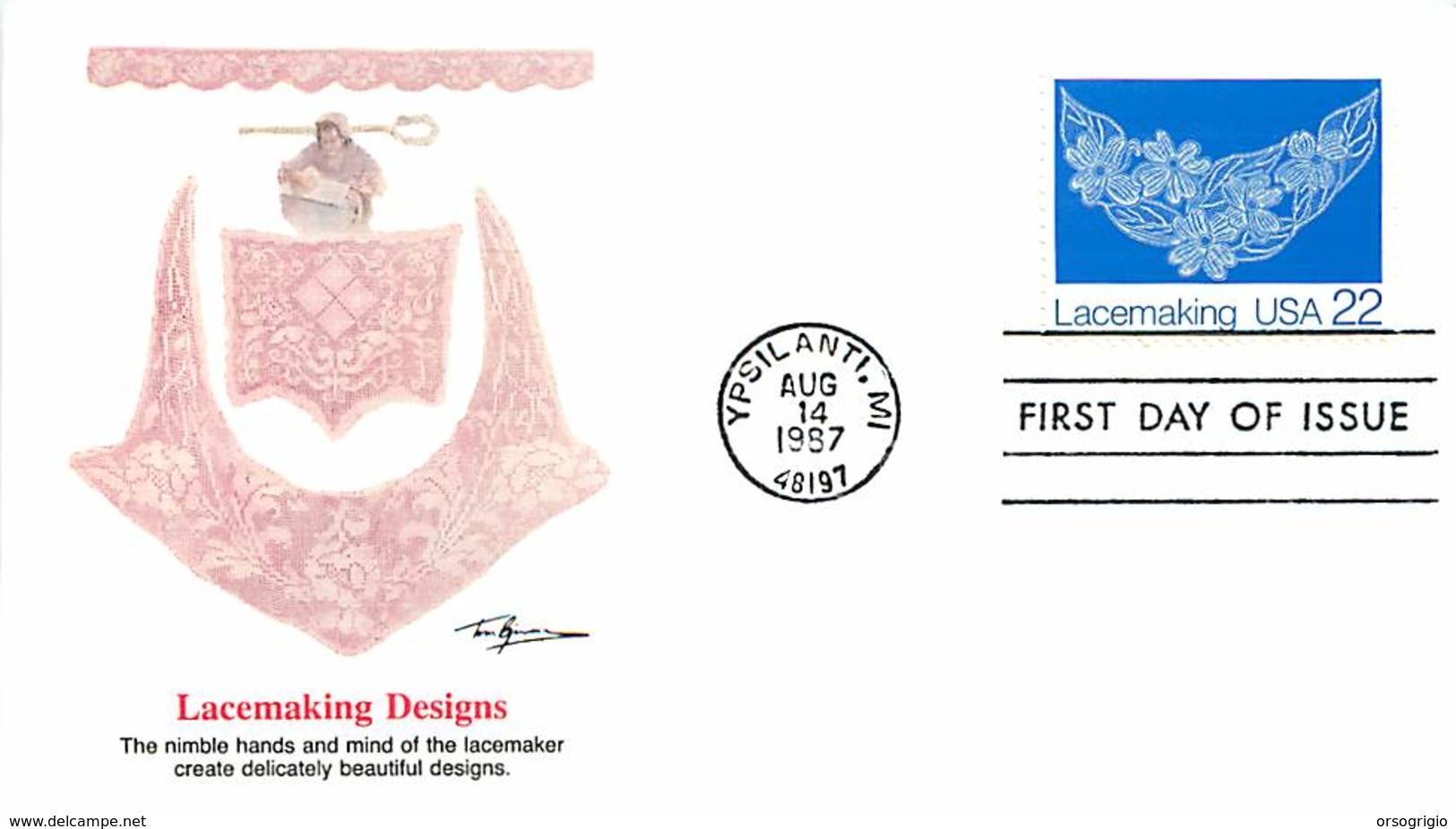 USA - FDC - 1987  YPSILANTI - LACEMAKING  RICAMO - 1981-1990