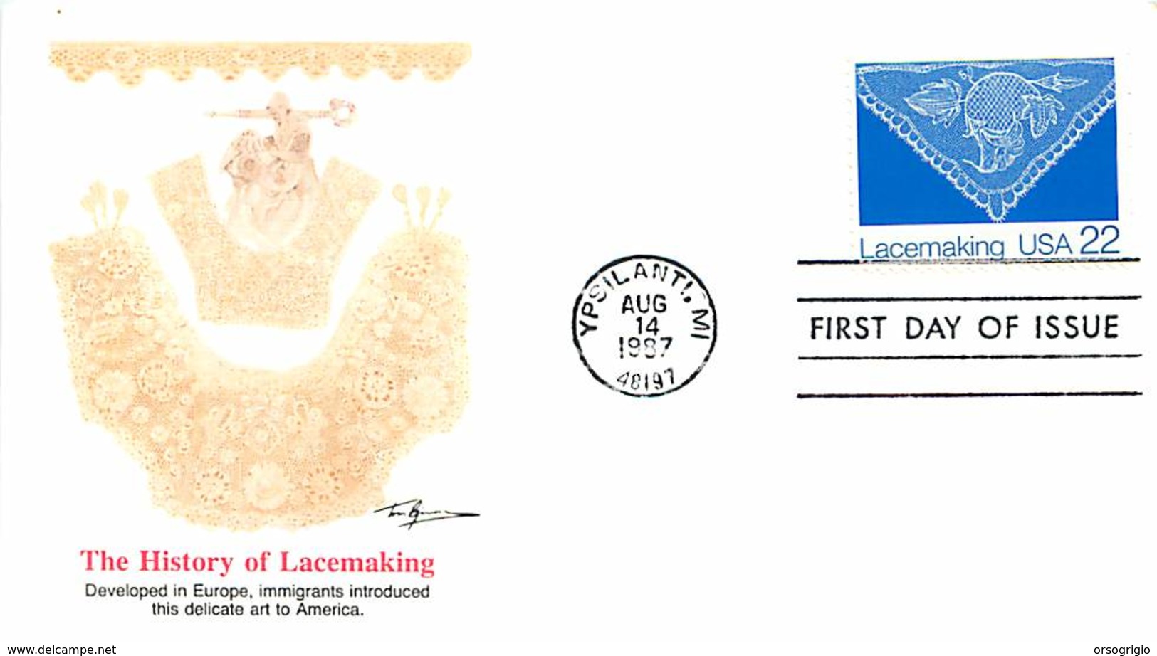 USA - FDC - 1987  YPSILANTI - LACEMAKING  RICAMO - 1981-1990