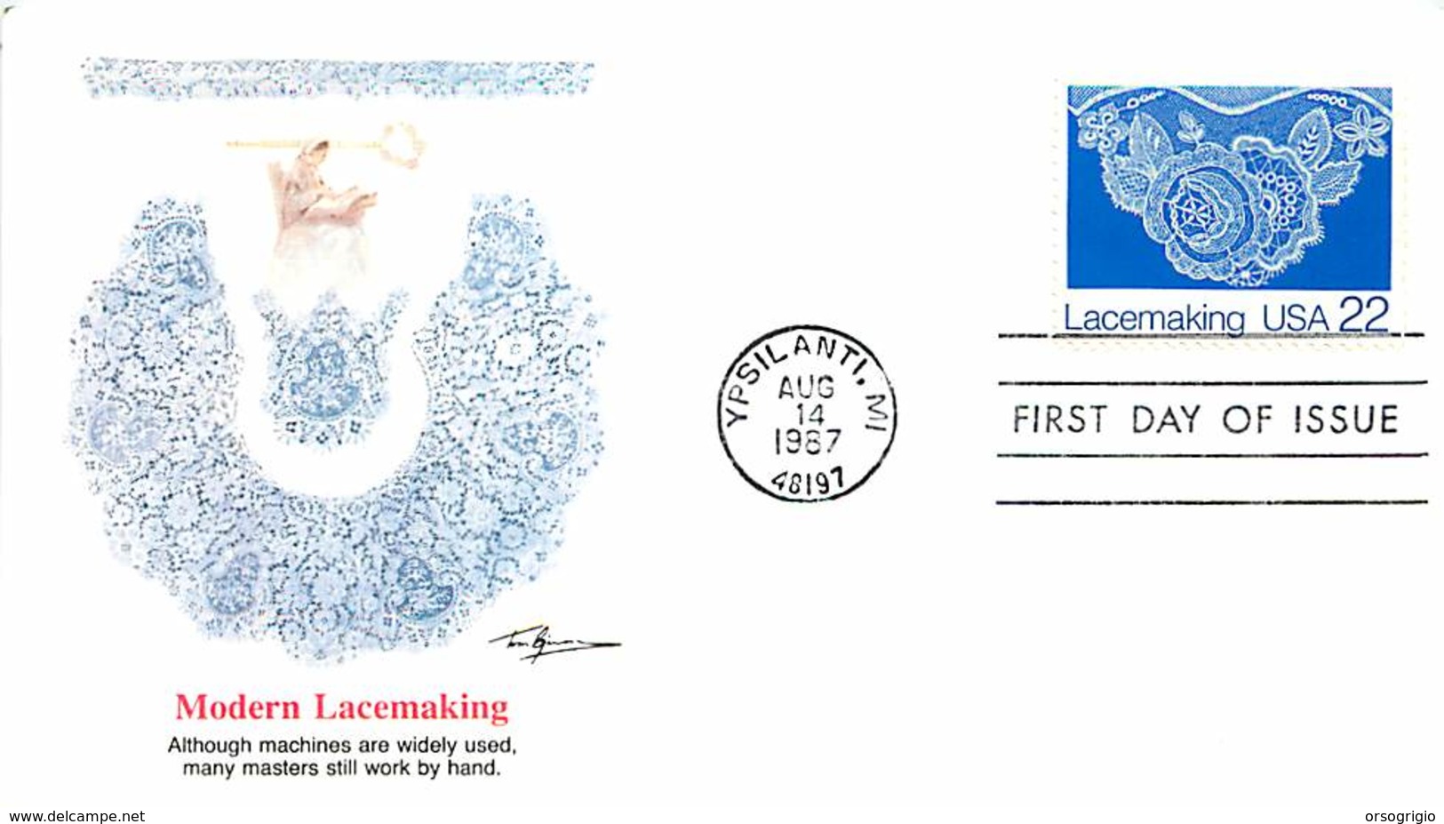 USA - FDC - 1987  YPSILANTI - LACEMAKING  RICAMO - 1981-1990