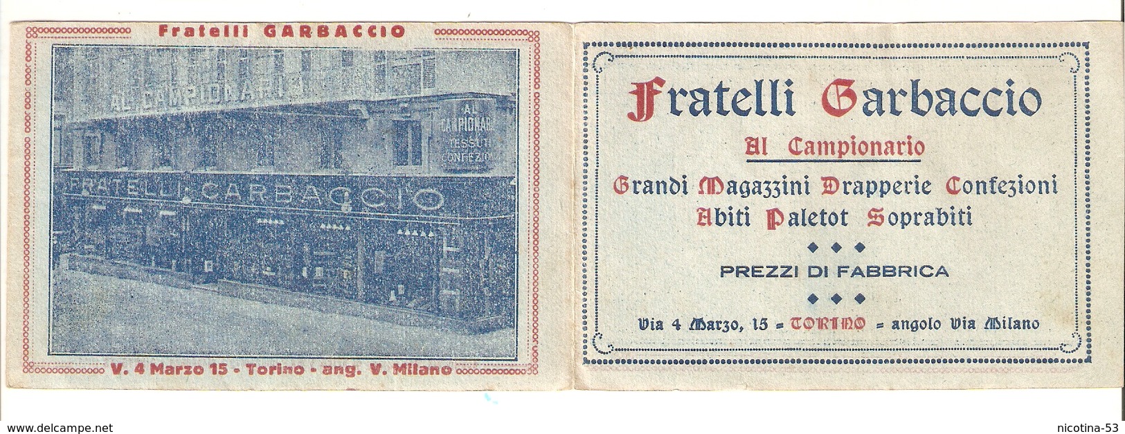 CAL--00001-- CALENDARIO PICCOLO TIPO PORTAFOGLIO ANNO 1930-PUBBL. FLLI. GARBACCIO-GRANDI MAGAZZINI-TORINO - Formato Piccolo : 1921-40