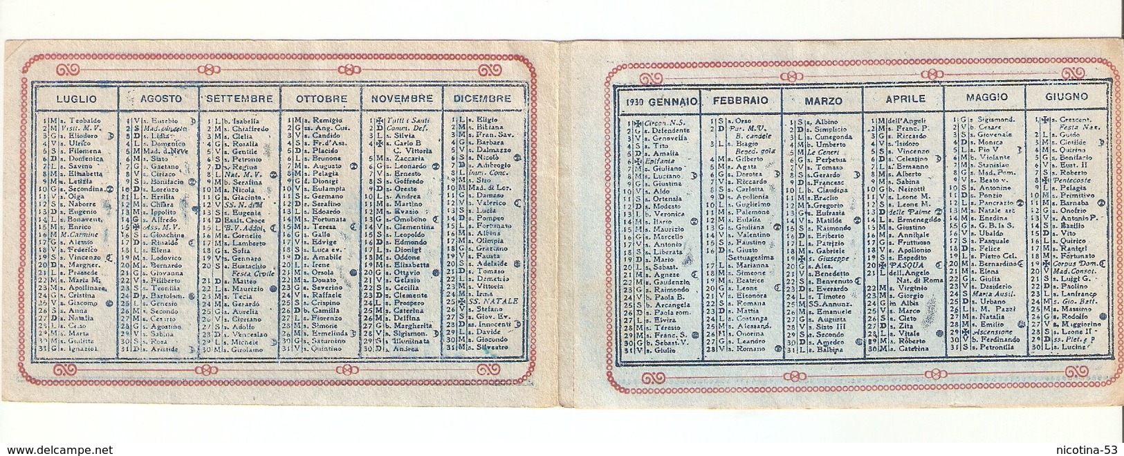 CAL--00001-- CALENDARIO PICCOLO TIPO PORTAFOGLIO ANNO 1930-PUBBL. FLLI. GARBACCIO-GRANDI MAGAZZINI-TORINO - Klein Formaat: 1921-40