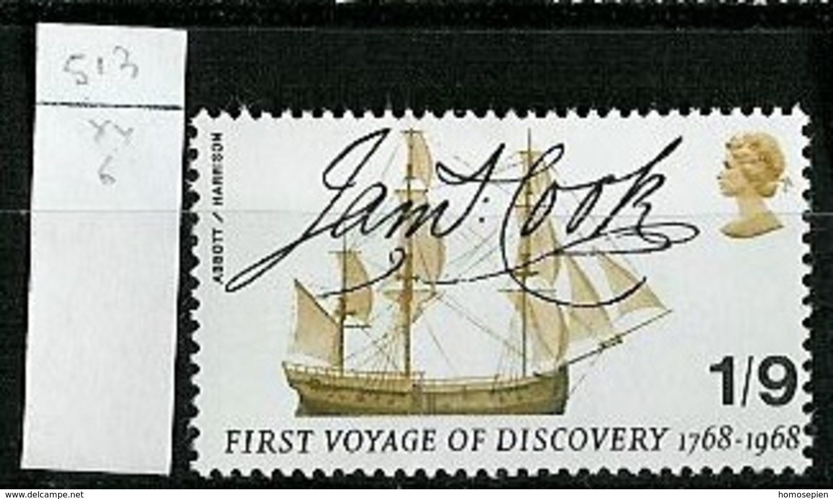 Grande Bretagne - Great Britain - Großbritannien 1968 Y&T N°513 - Michel N°488 (o) - 1/9 Bateau Endeavour - Used Stamps