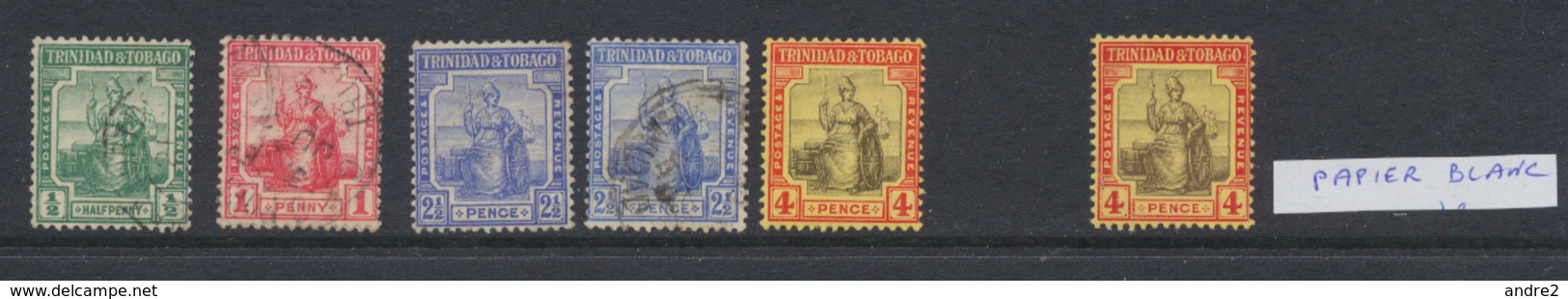 Trinité & Tobago- Trinidad & Tobago 1913 -18 Britannia Fil CA Multiple 1/2 P Au 4p * MH Et Oblit Et 4p Papier Blanc  *MH - Trinité & Tobago (...-1961)
