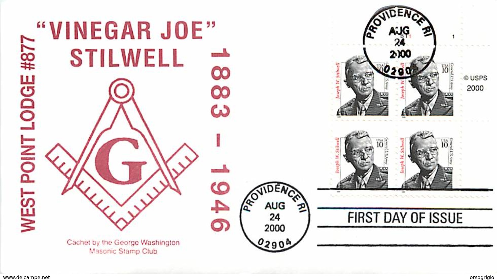 USA - FDC - 2000 - PROVIDENCE -   JOSEPH W. STILWELL - 1991-2000