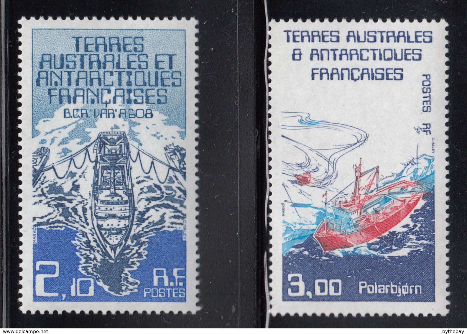 FSAT TAAF 1986 MNH Sc #123-#124 Set Of 2 Ships Var Research Vessel Polarbjorn Support Ship - Neufs