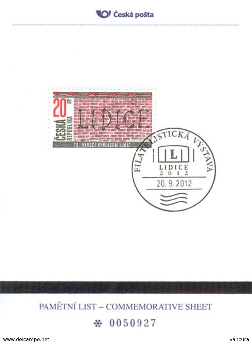 PLZ 23 Czech Republic Lidice Stamp Exhibition 2012 - 2. Weltkrieg