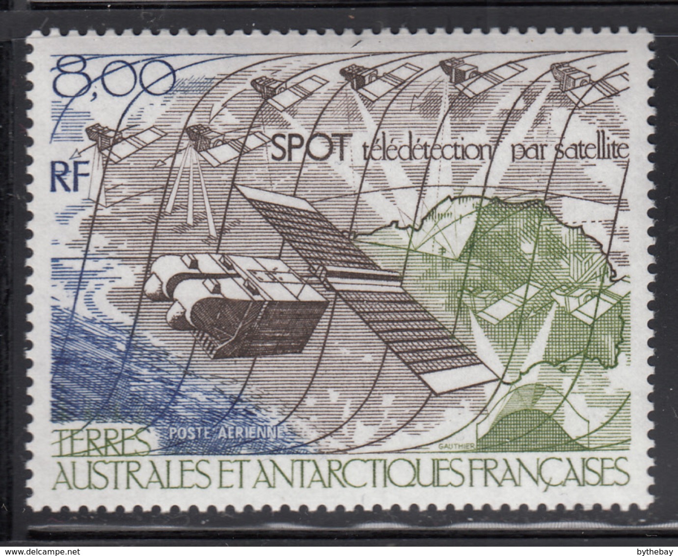 FSAT TAAF 1986 MNH Sc #C95 8fr SPOT Satellite Over Antarctic - Poste Aérienne