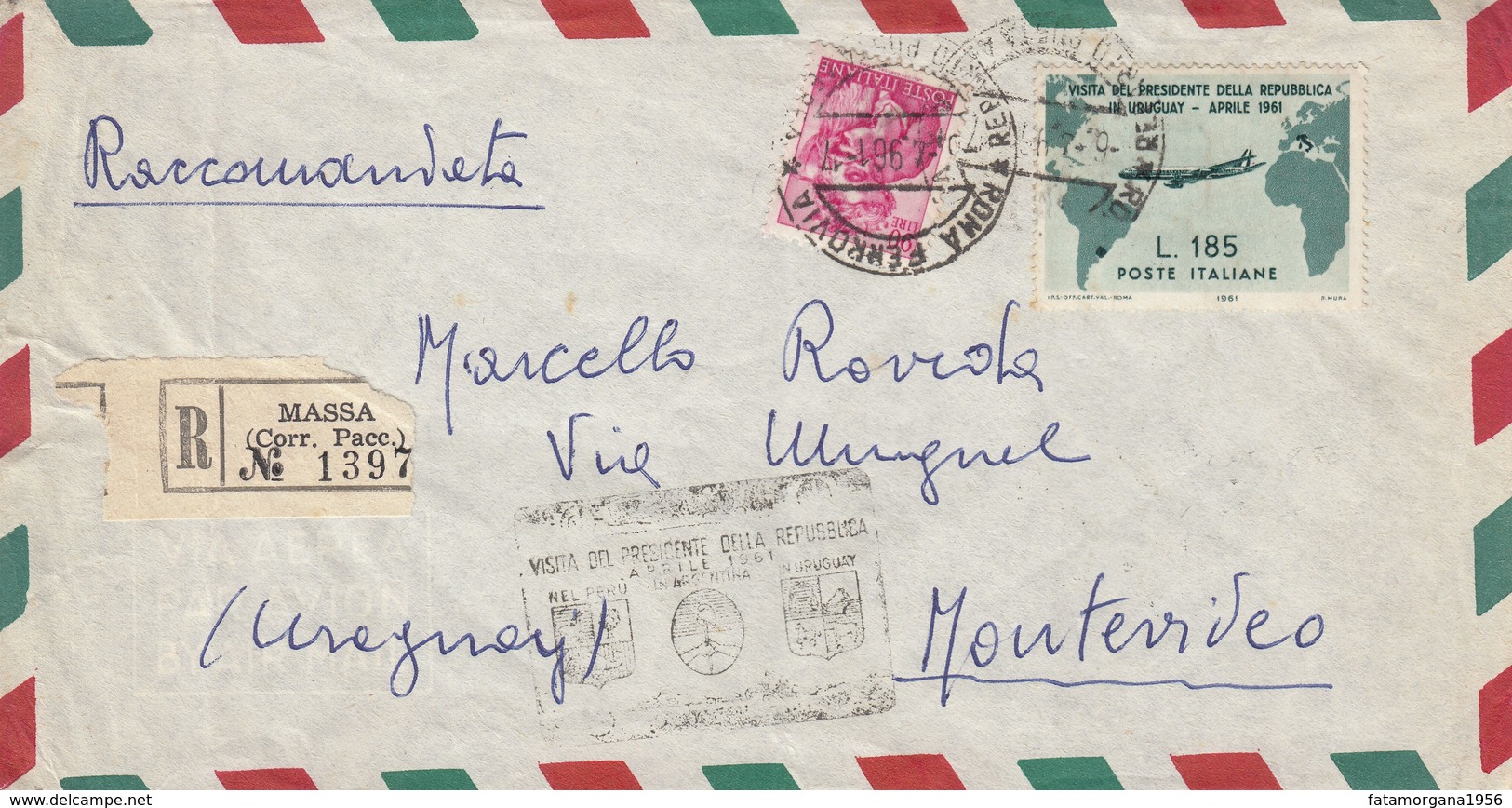 ITALIA - 1961 - Busta Di Raccomandata Viaggiata Affrancata Con Yvert 846 E 838. - 1961-70: Poststempel