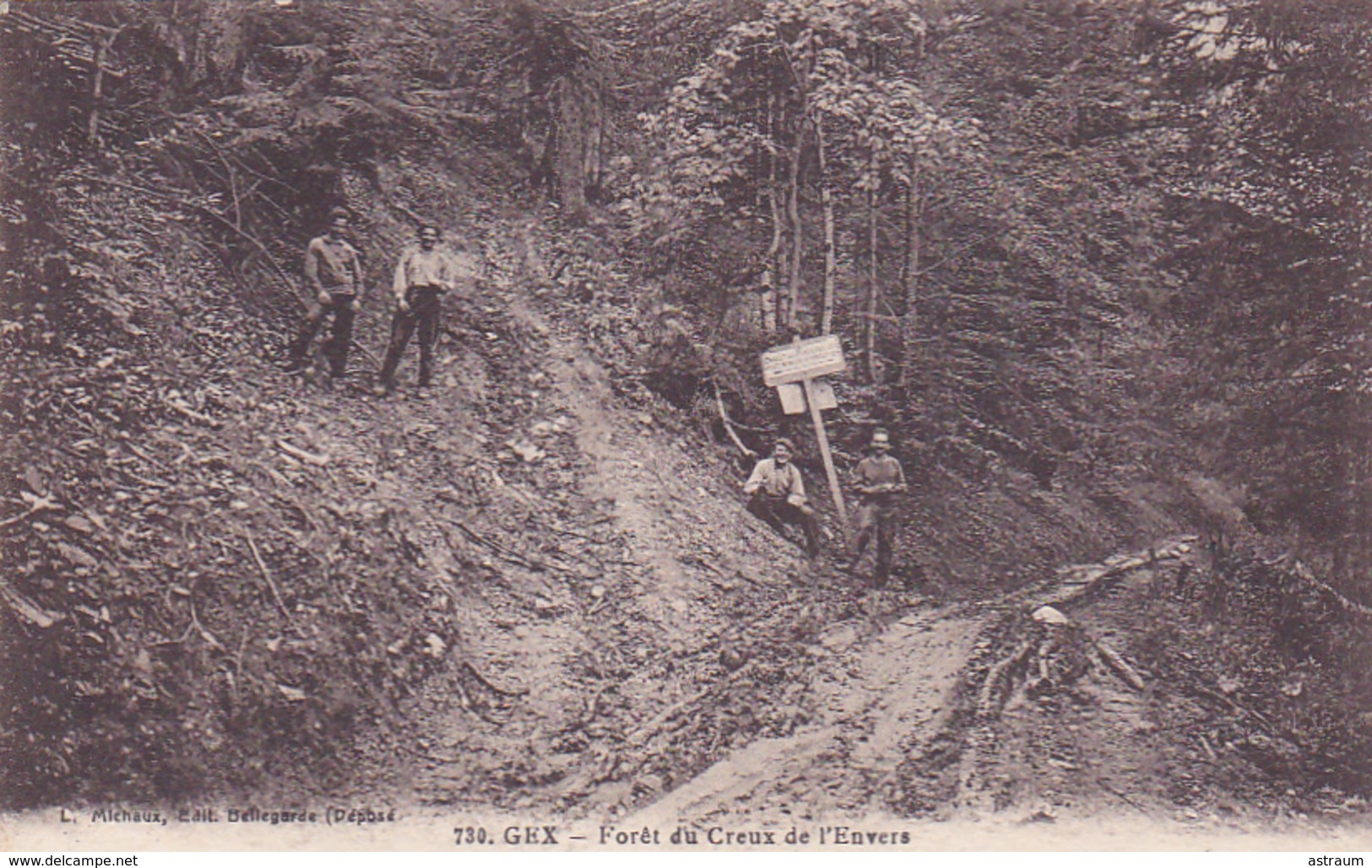 Cpa -01-gex-Pas Sur Delc.-animée-foret Du Creux De L'envers-chalet Des Platieres (sur Le Panneau)-edi Michaux - Gex