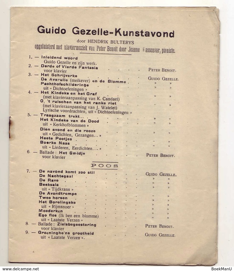 St Victorskring Turnhout Guido Gezelle Kunstavond 1930 - Programmes