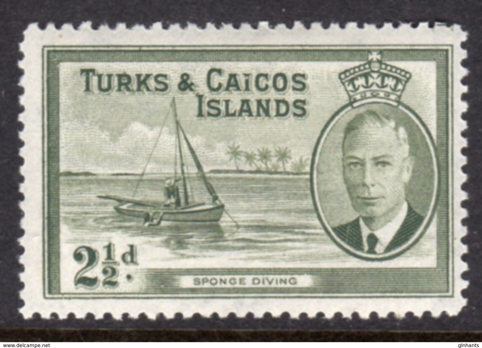 TURKS AND CAICOS ISLANDS - 1950 KGVI 2 1/2 SHIP STAMP FINE MINT LMM * SG225 - Turks And Caicos