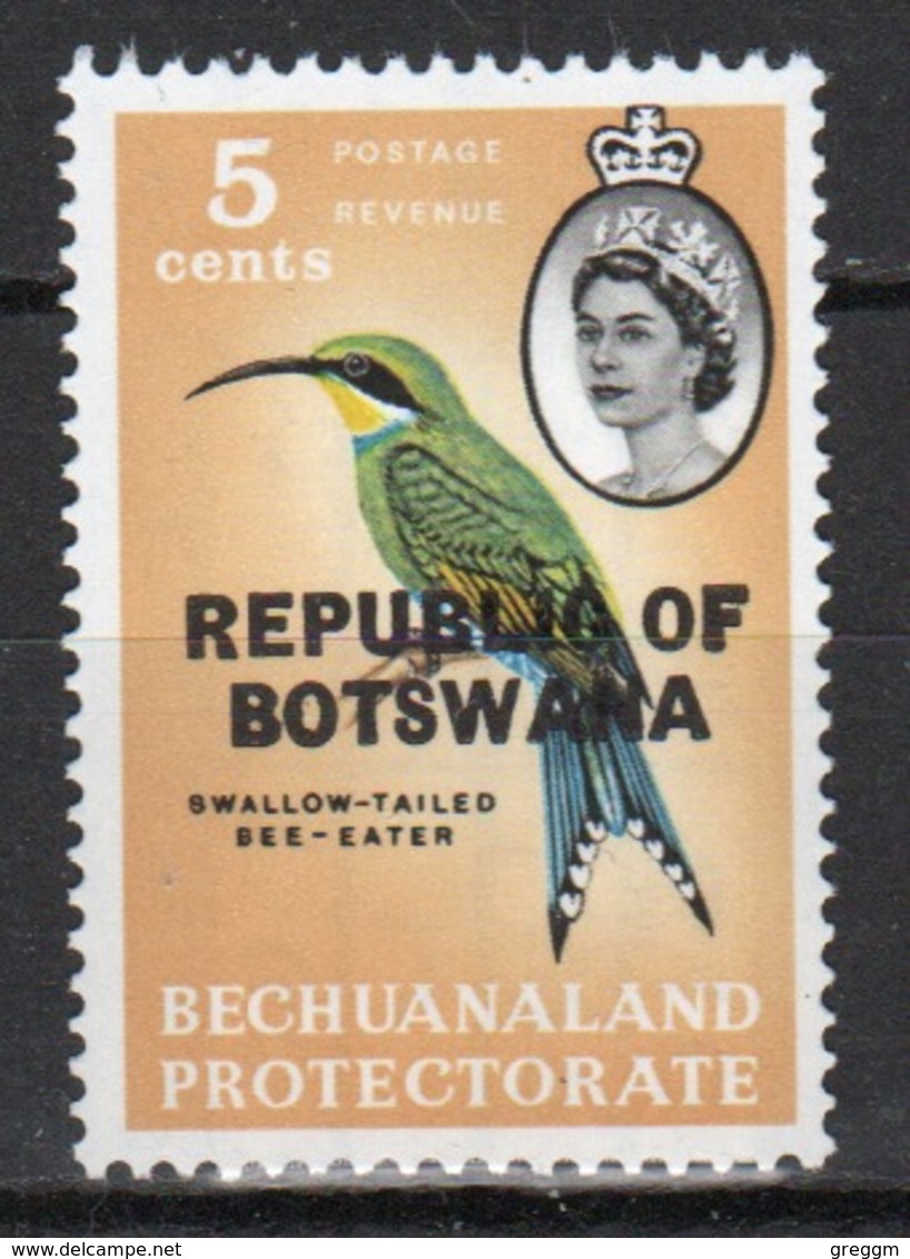 Botswana 5 Cent 1966 Single Bird Stamp Of Bechuanaland Overprinted 'Republic Of Botswana' - Botswana (1966-...)