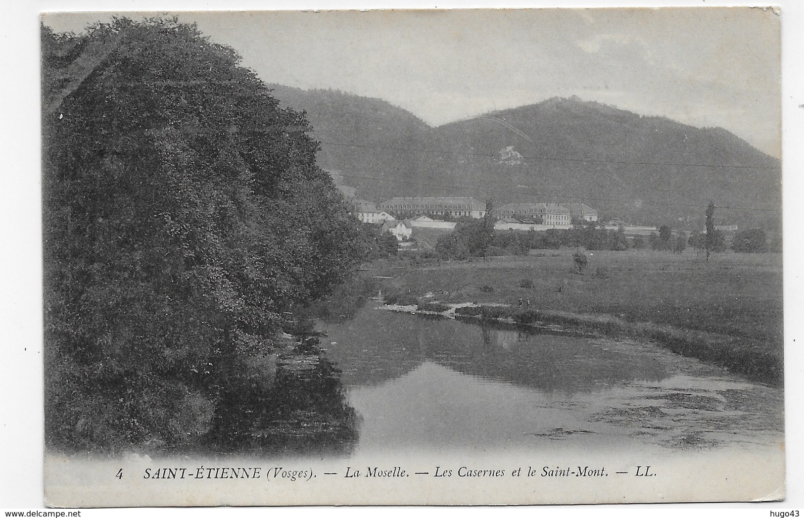 (RECTO / VERSO) SAINT ETIENNE DES VOSGES EN 1908 - N° 4 - LA MOSELLE - LES CASERNES ET LE SAINT MONT - CPA VOYAGEE - Saint Etienne De Remiremont