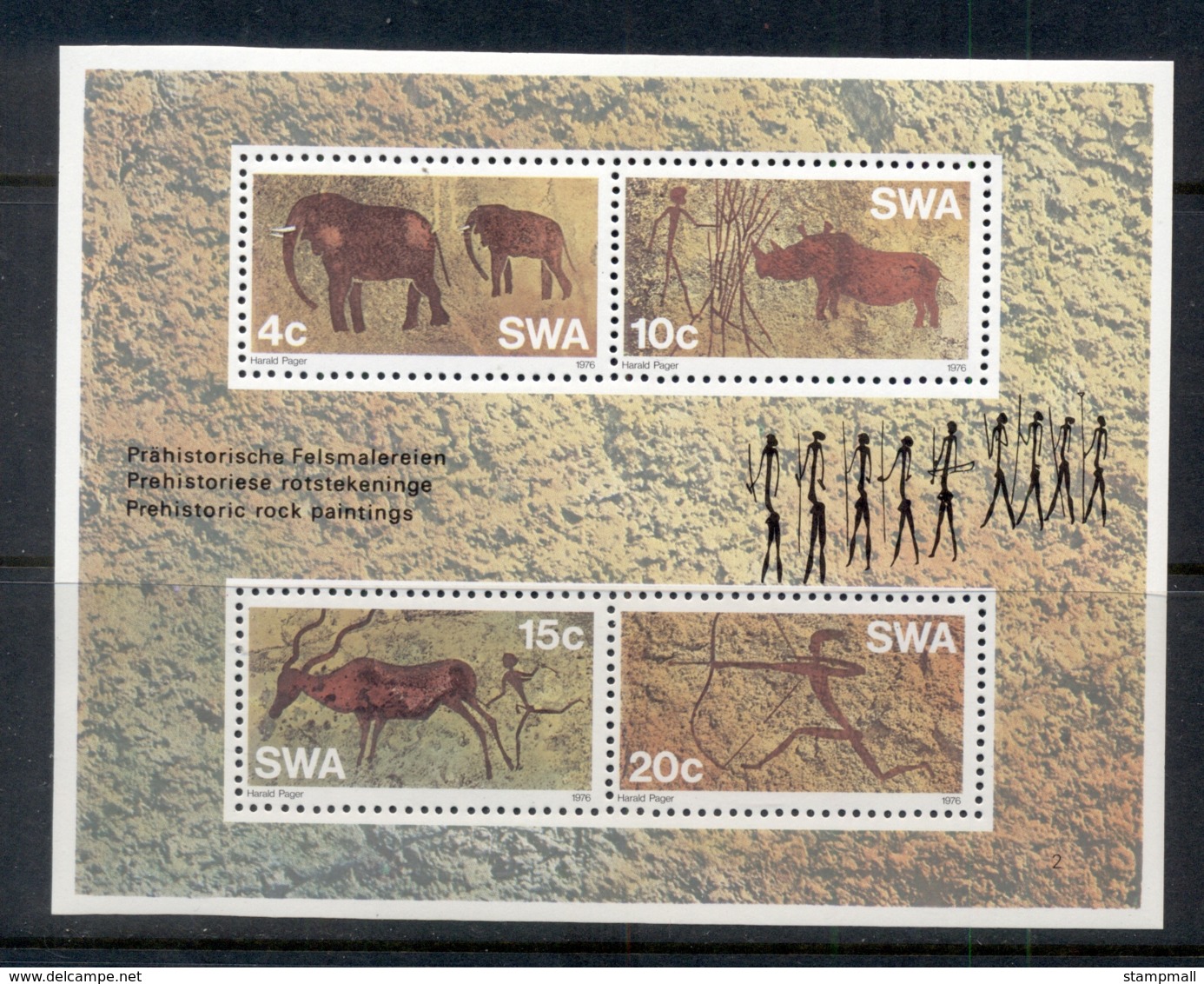 SWA 1976 Prehistoric Rock Paintings MS MUH - South West Africa (1923-1990)