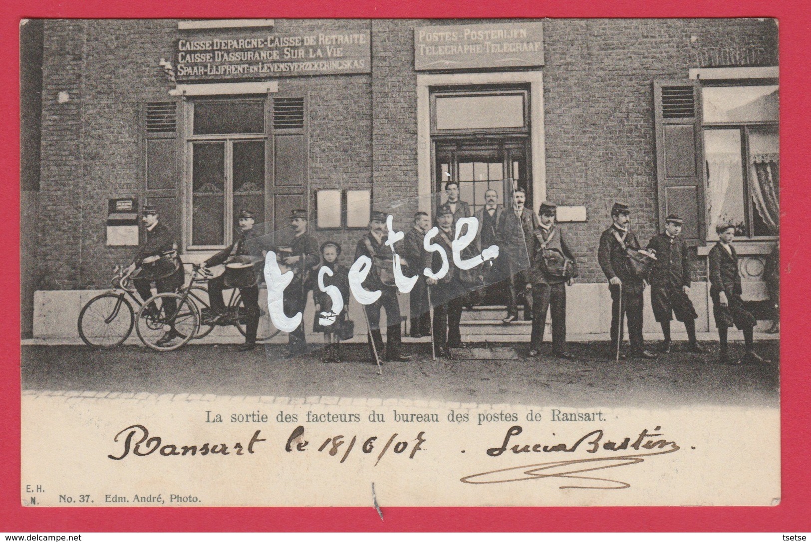 Ransart - Top Carte - La Sortie Des Facteurs Du Bureau Des Postes - 1907 ( Voir Verso ) - Charleroi