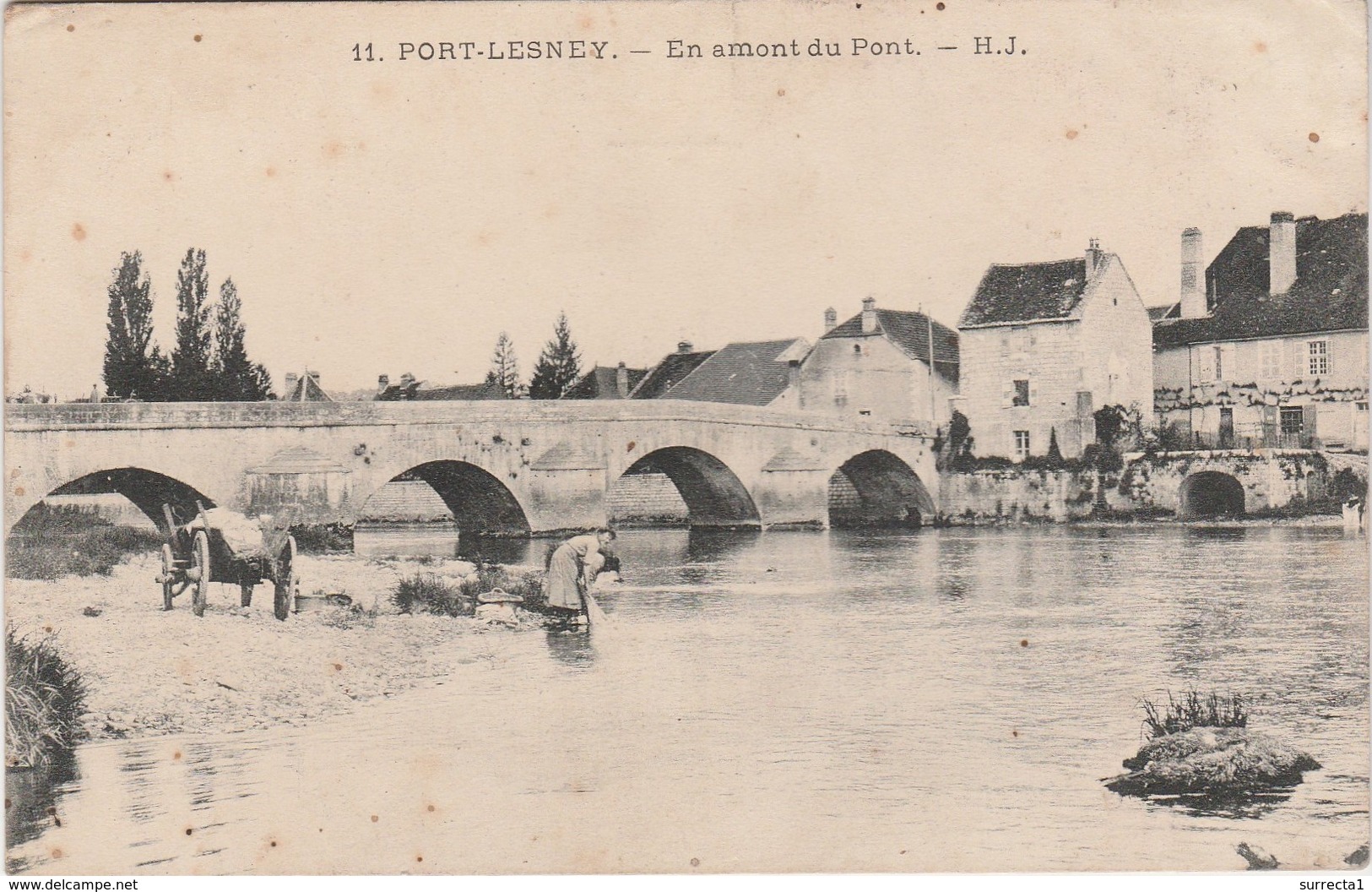 CPA 1921 / PORT-LESNEY 39Jura / "En Amont Du Pont" / Lessive à La Rivière - Andere & Zonder Classificatie