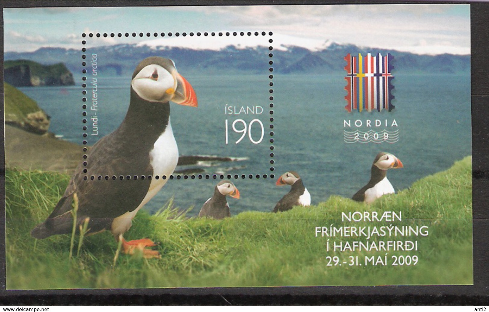 Iceland 2009 Nordic Stamp Exhibition NORDIA 2009, Reykjavík, Puffin Bird, Fratercula Arctica Mi Bloc 47 MNH(**) - Neufs