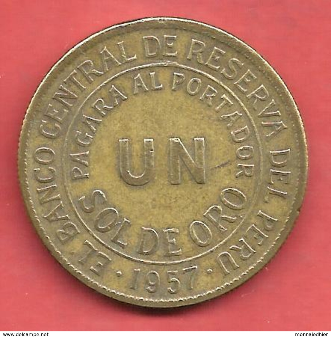 1 SOL DE ORO , PEROU , Bronze , 1957 , N° KM # 222 - Pérou