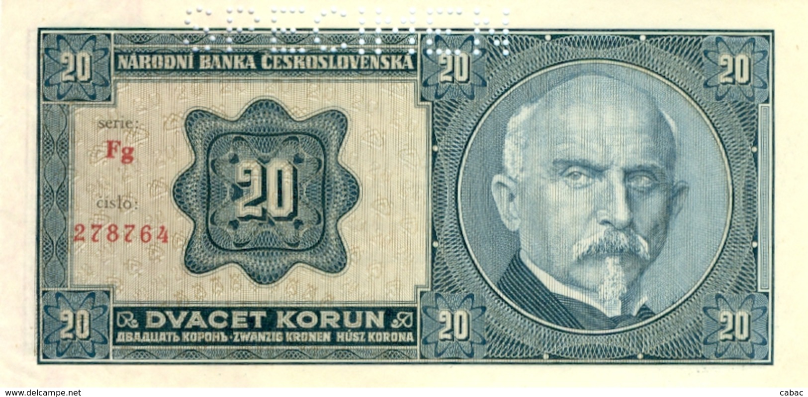 Czechoslovakia, 20 Korun, 1926, SPECIMEN,  Narodna Banka Češkoslovenska, Dvacet Korun, Zwanzig Kronen - Tchécoslovaquie