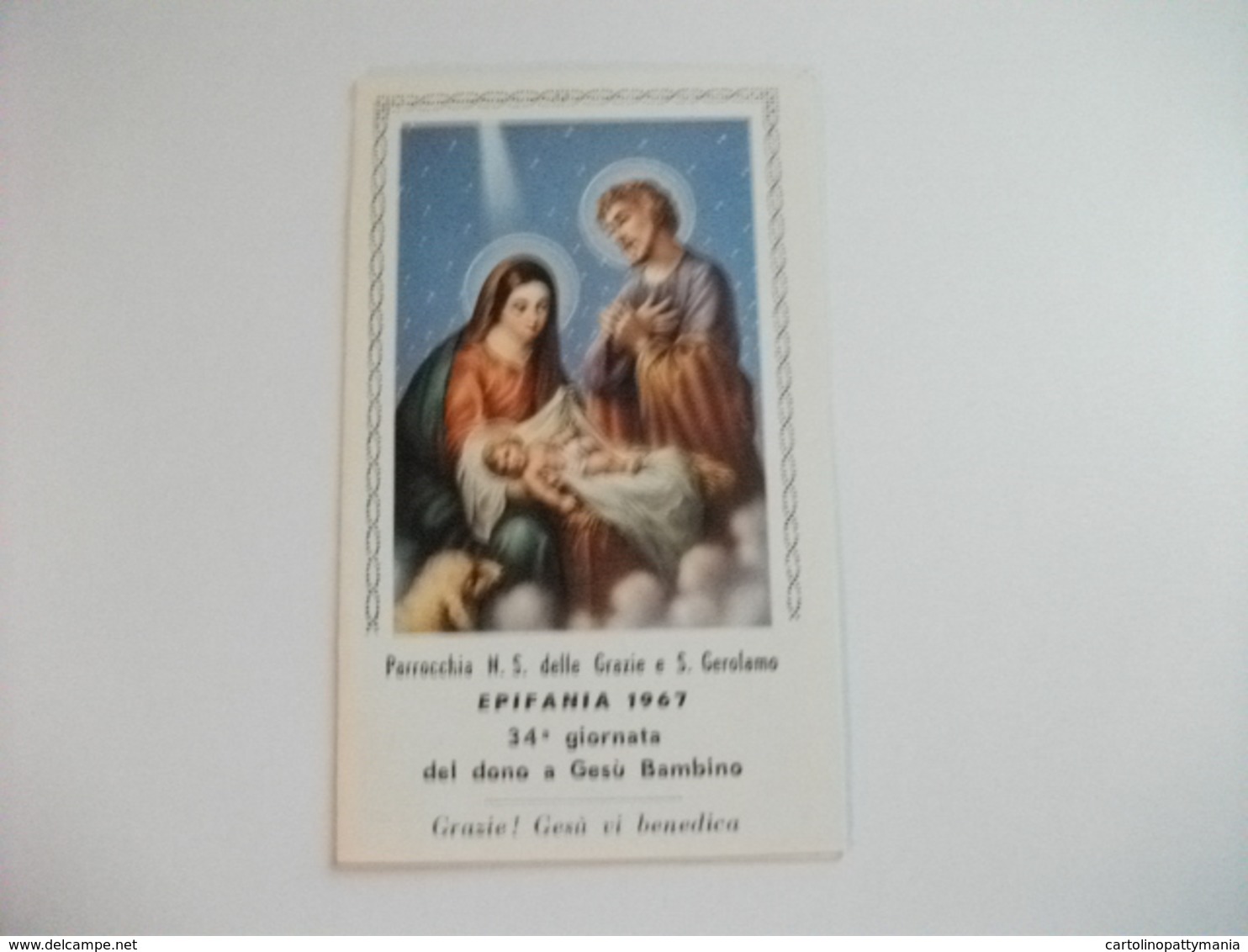 SANTINO HOLY PICTURE PARROCCHIA N.S. DELLE GRAZIE E SAN GEROLAMO EPIFANIA 1967 CON CALENDARIO - Religione & Esoterismo