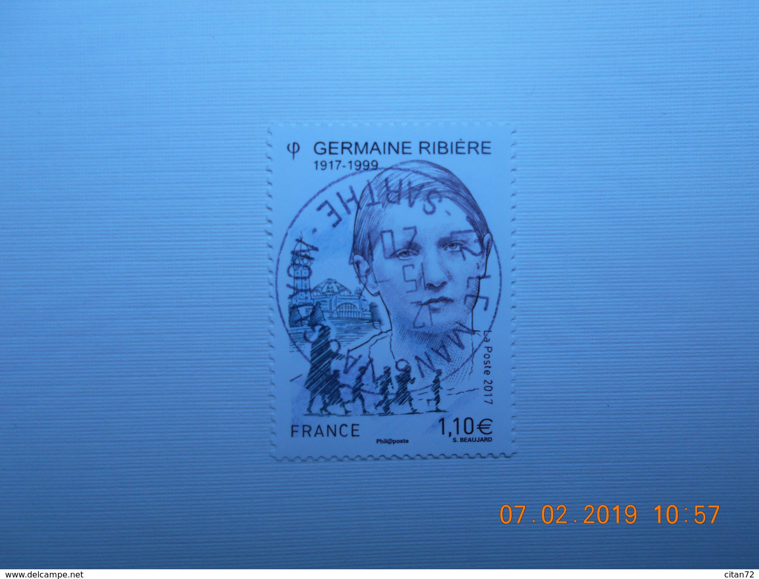 FRANCE 2017   YTN° 5129   GERMAINE  RIBIERE (1917-1999)  Timbre Neuf Oblitéré Cachet Rond - Oblitérés