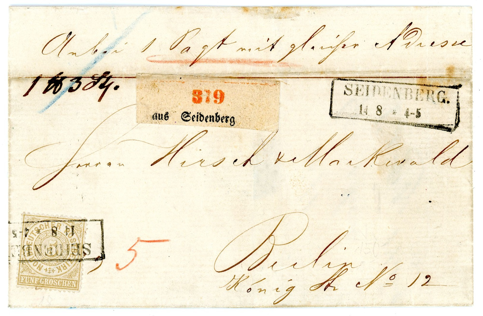 Nr. 18 EF Guter Paketbegleitbrief "Seidenberg - Berlin" - Sonstige & Ohne Zuordnung