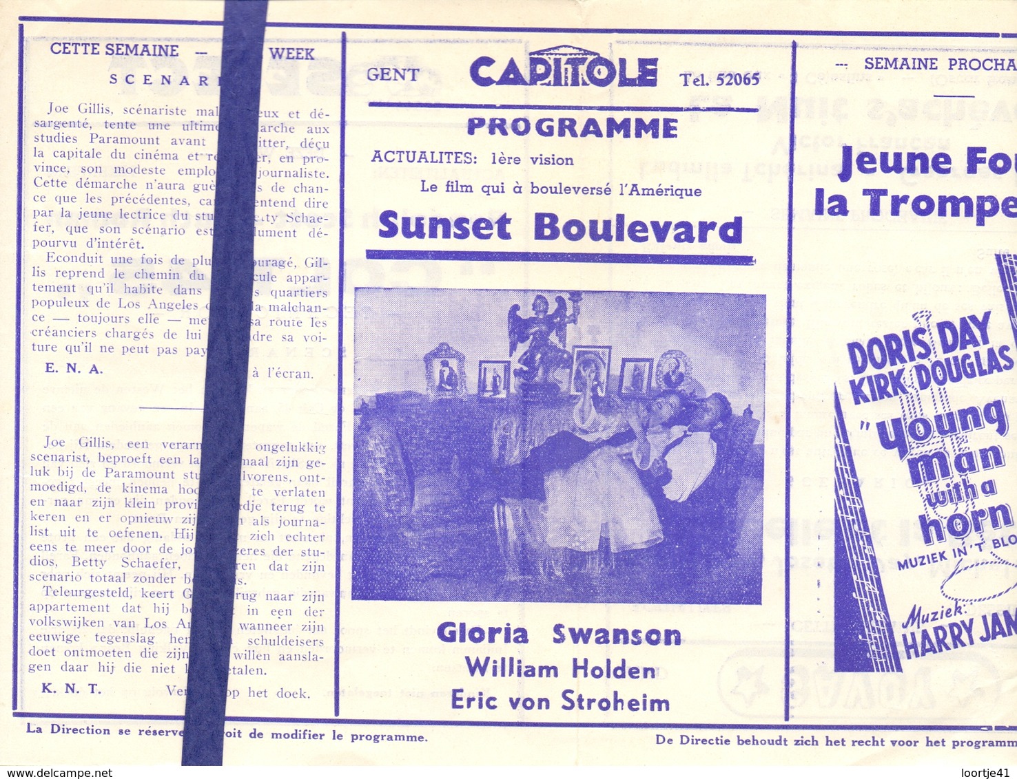 Ciné  Bioscoop Programma Cinema Capitole - Savoy - Select - Gent - Sunset Boulevard - Publicité Cinématographique