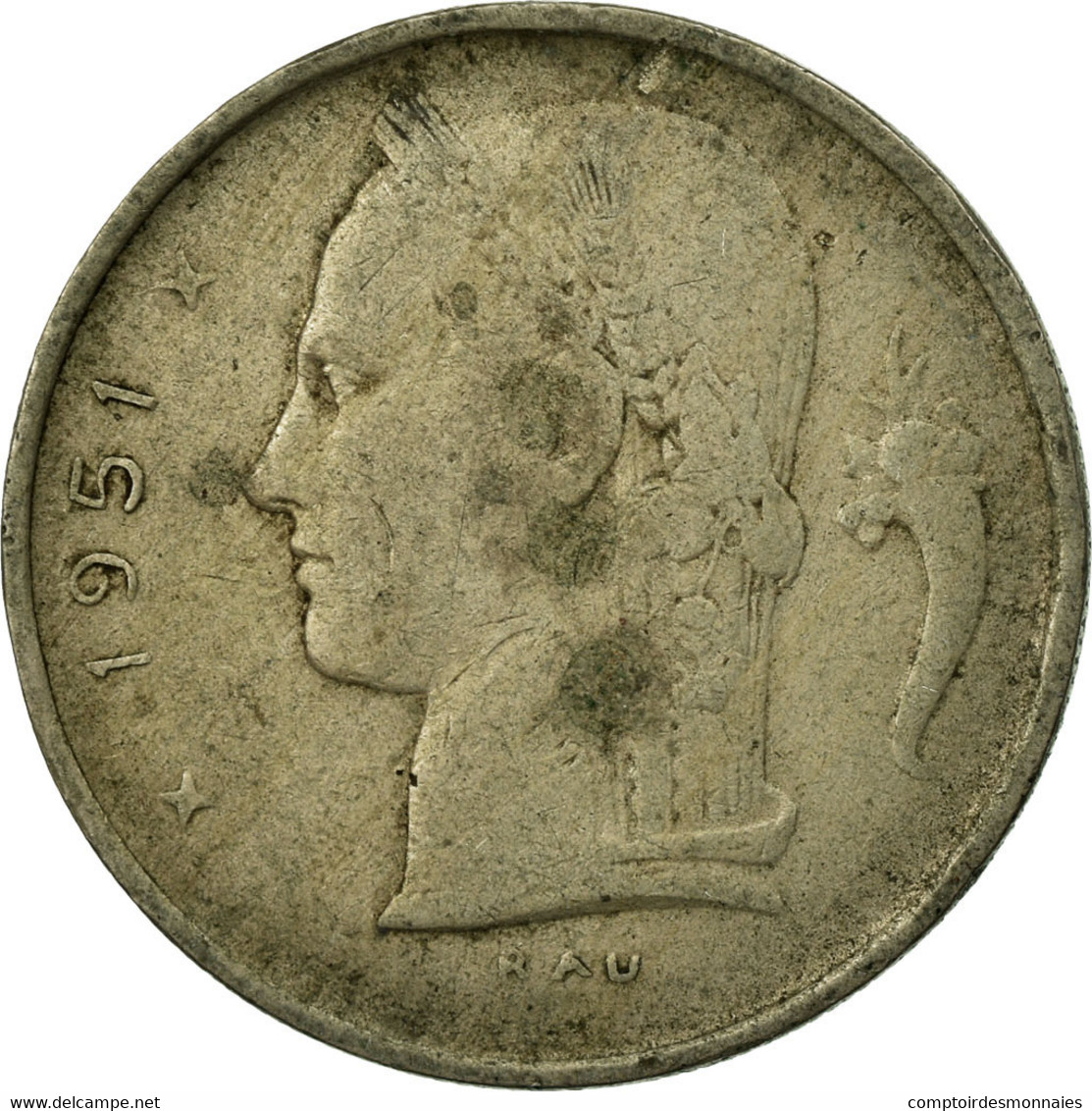 Monnaie, Belgique, Franc, 1951, TB, Copper-nickel, KM:143.1 - 1 Franc