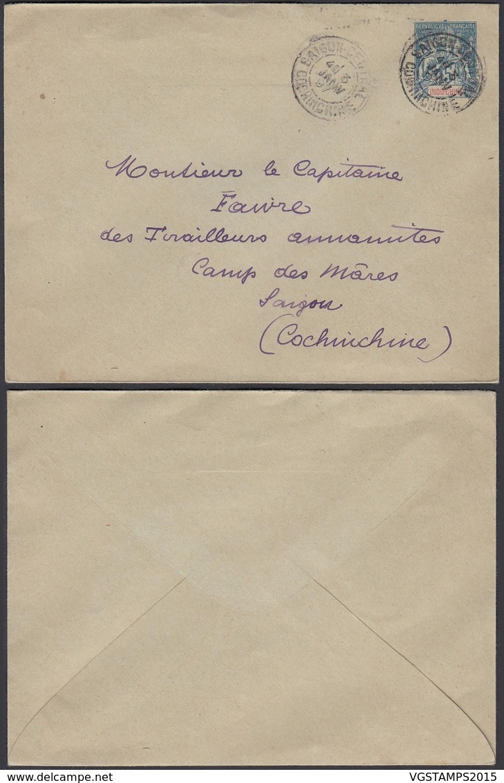 INDOCHINE EP 15c DE SAIGON 03/01/1897 VERS LE CAMP DES MARES COCHINCHINE (DD) DC-1977 - Lettres & Documents