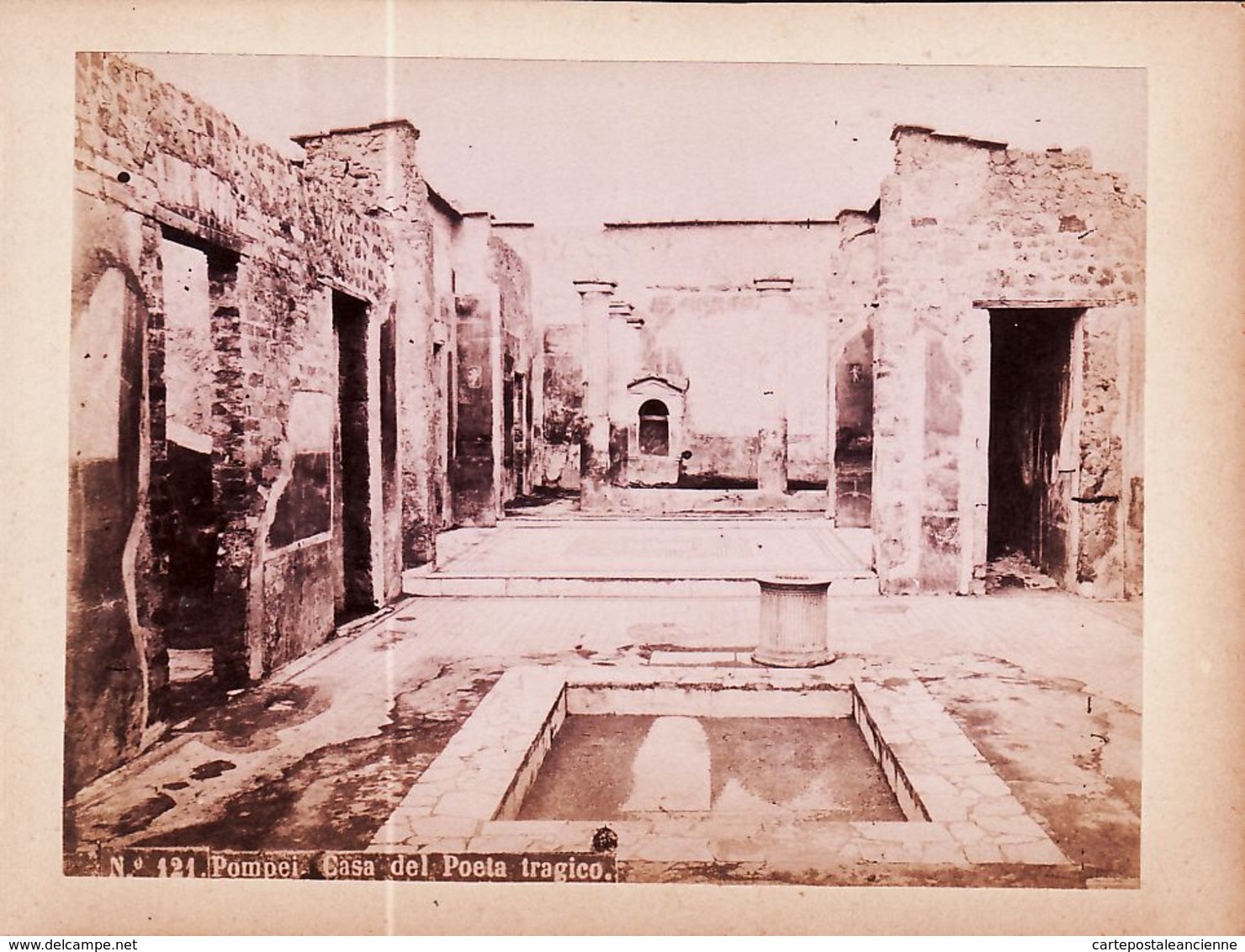 It021 POMPEI Casa Del Oeta Tragico N°121 1868-1895 Photographe Robert RIVE Fotografia Albumina 155x115mm - Antiche (ante 1900)