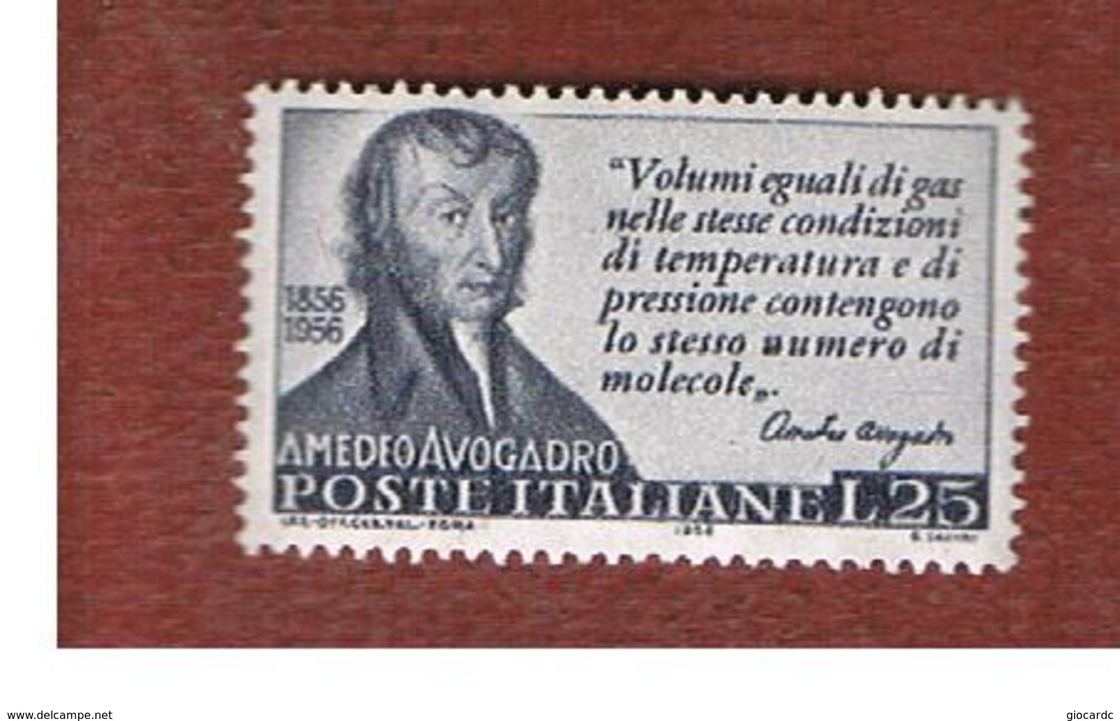 ITALIA REPUBBLICA - UN.  802 -   1956   A. AVOGADRO   - NUOVI ** (MINT) - 1946-60: Nuovi