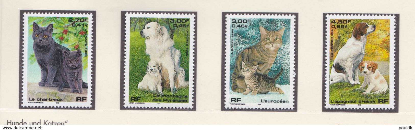 France 1999 Dog And Cats 4 Stamps MNH/** (H23) - Hauskatzen