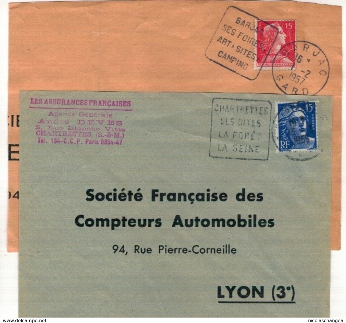 Deux Empreintes Daguin Sur Fragment - Lettres & Documents