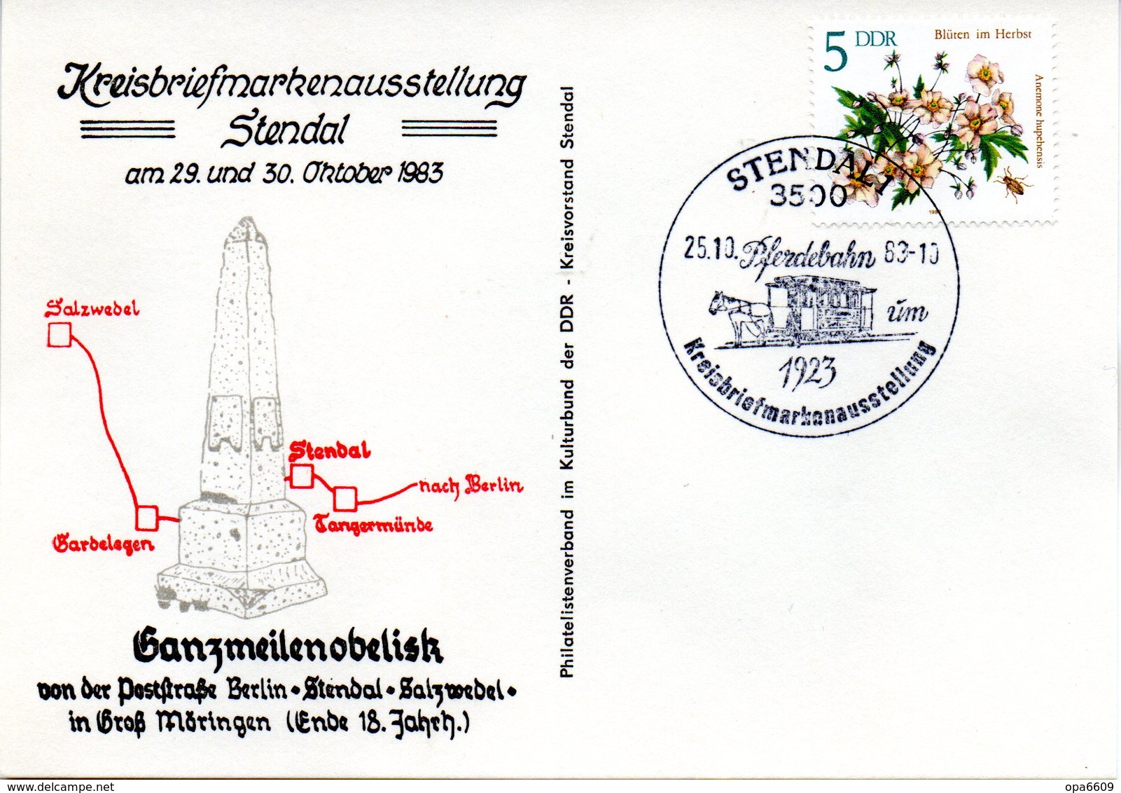 (DDR-B2) DDR Sonderkarte "XI. BM-Ausstellung Stendal", EF Mi 2737, SSt. 25.10.1983 STENDAL 1 - Lettres & Documents