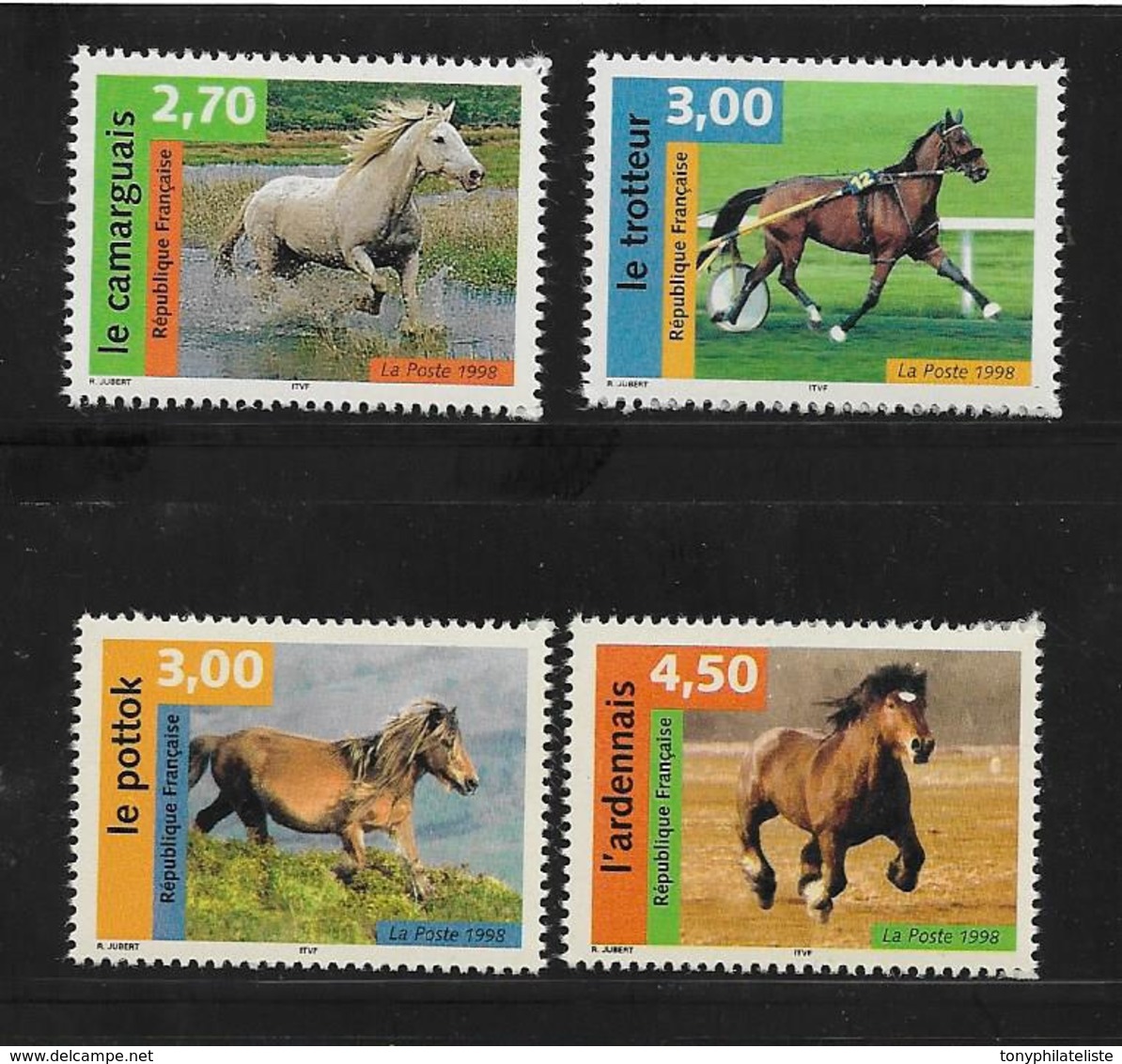 France Timbres De 1998 Sur Les Chevaux  N°3182 A 3185  Neufs Vendu Valeur Faciale - Neufs