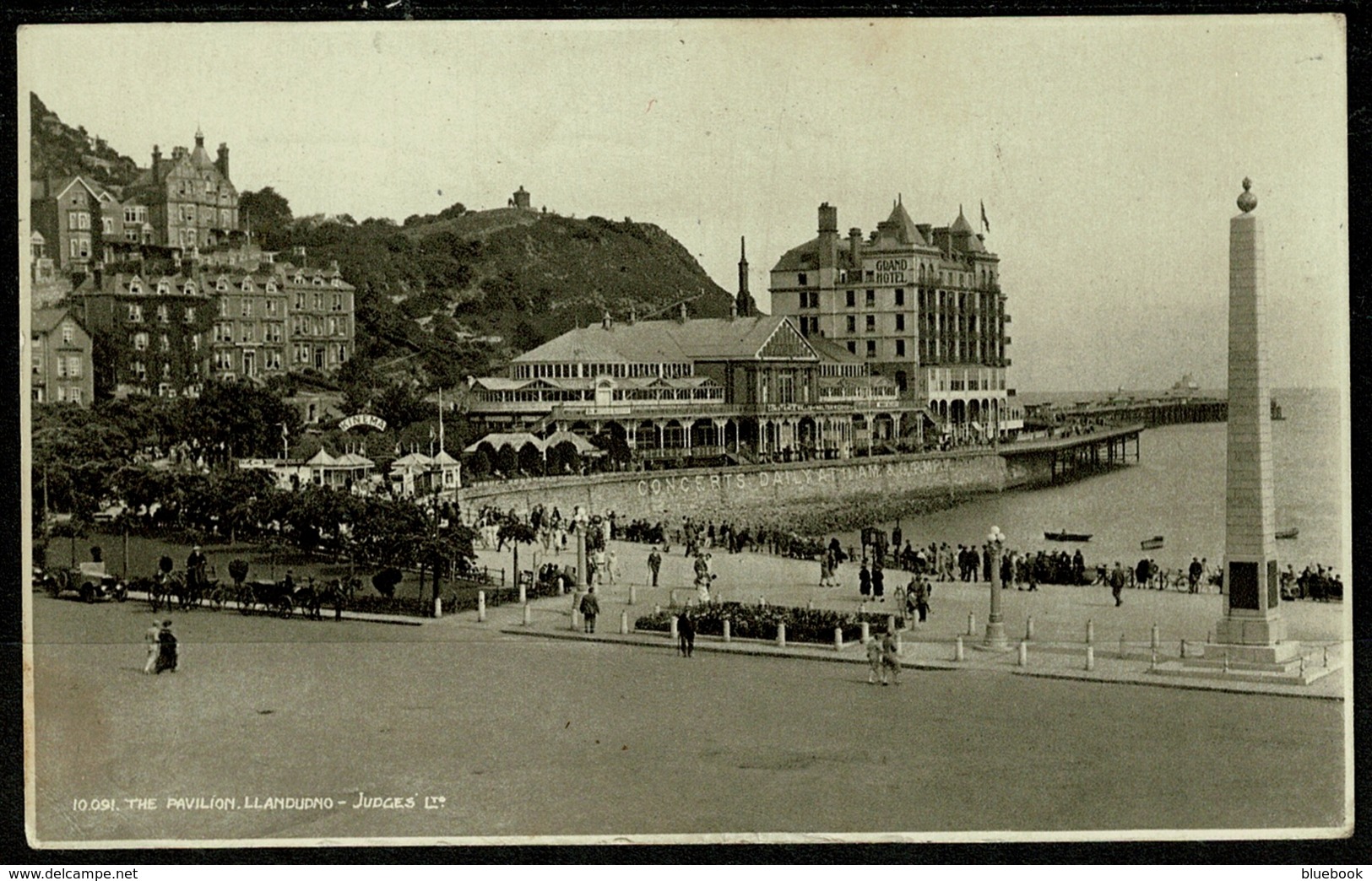 Ref 1268 - 1930 Judges Postcard - The Pavilion & War Memorial Llandudno - Caernarvonshire Wales - Caernarvonshire