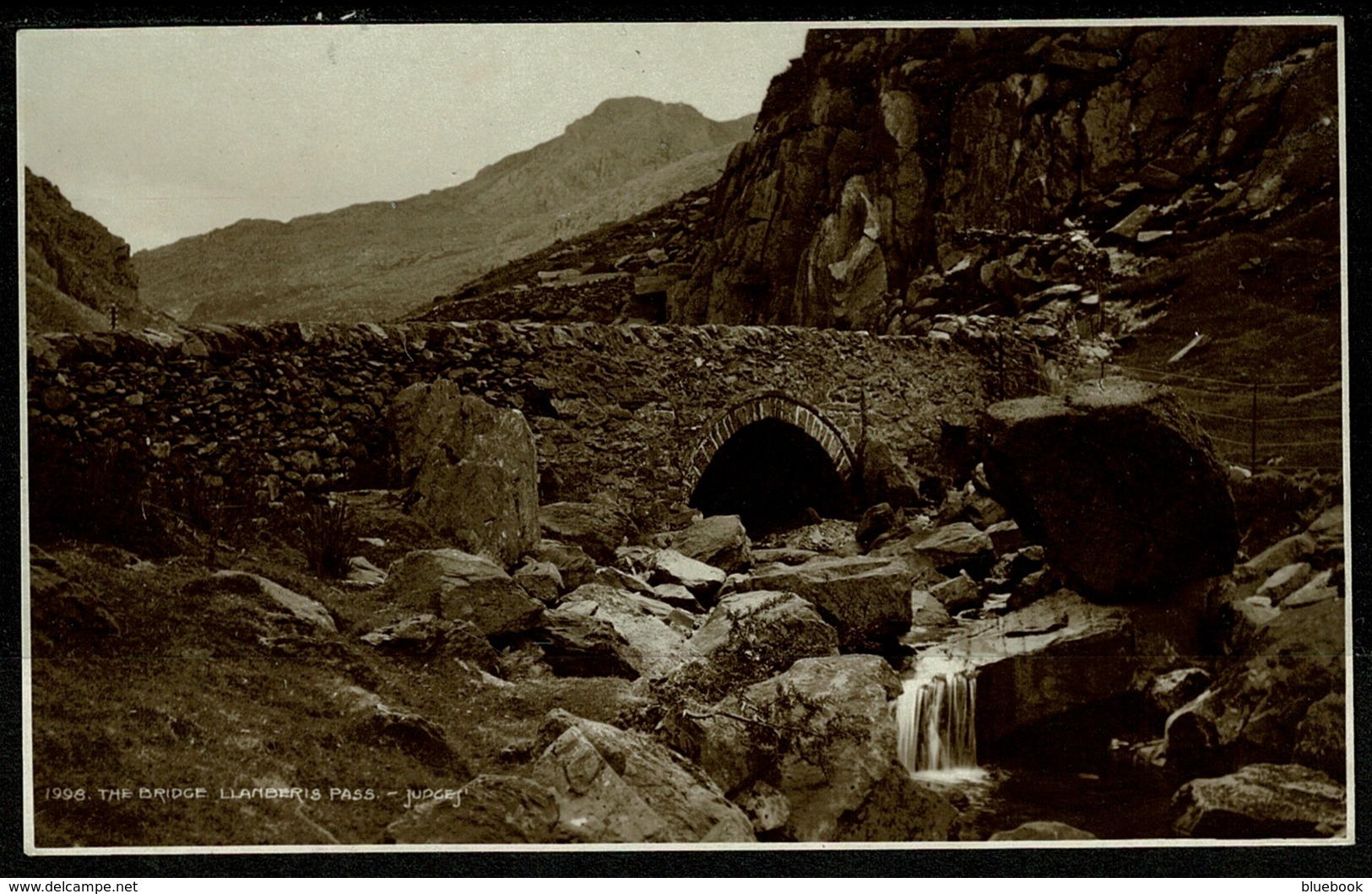 Ref 1268 - Judges Real Photo Postcard - The Bridge Llanberis Pass Snowdonia - Caernarvonshire Wales - Caernarvonshire