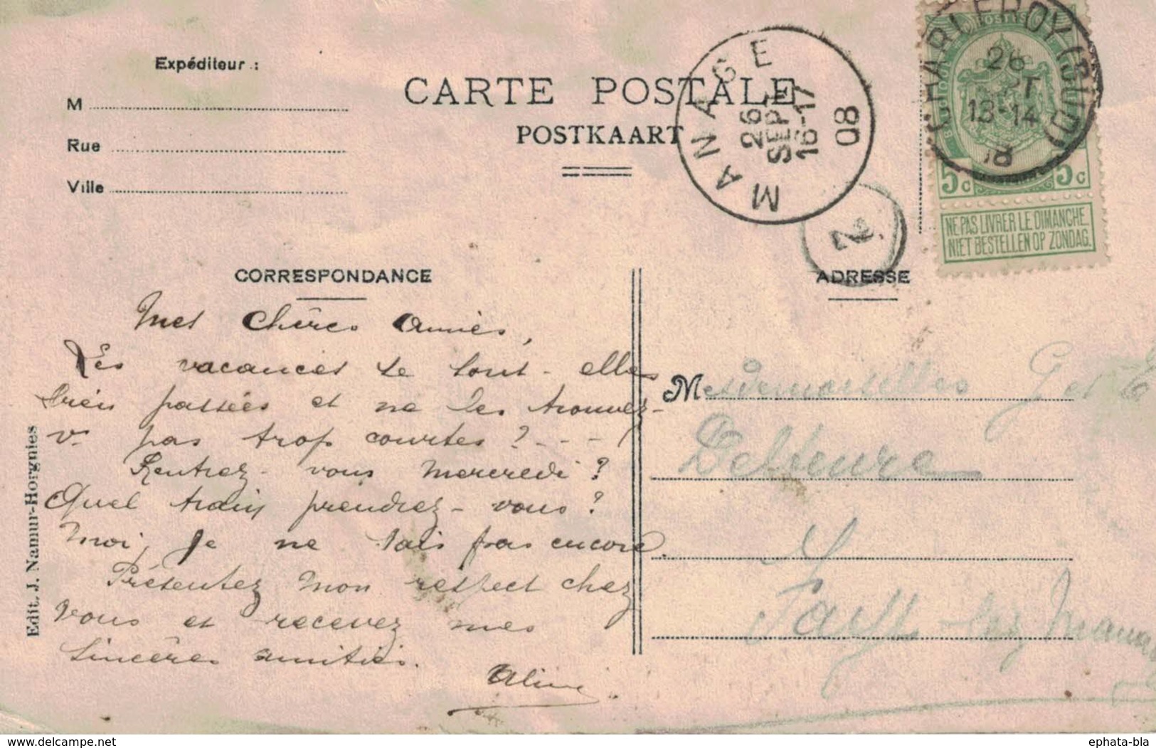 Lobbes. Le Déversoire De La Sambre. Beau Cachet De Manage 1908 ! - Lobbes