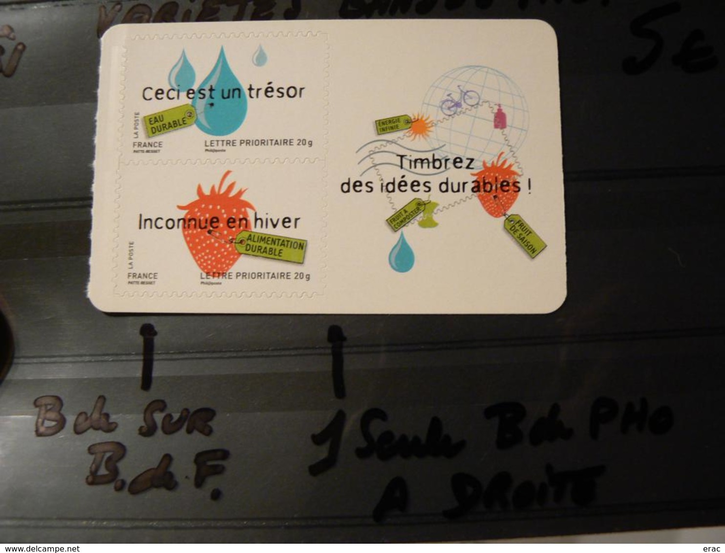 France - 2008 - Bandes Phospho Décalées (voir Description) Sur Bloc Issu De Carnet Autoadhésif - Environnement - Markenheftchen