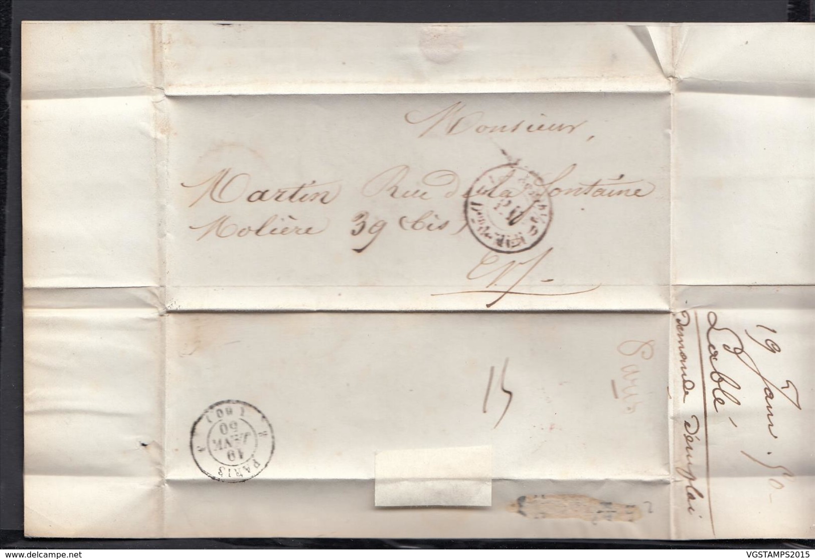 France 1850 -  Paris 19/01/1850 - Levée De Midi, Bureau D (5G) DC1893 - Andere & Zonder Classificatie