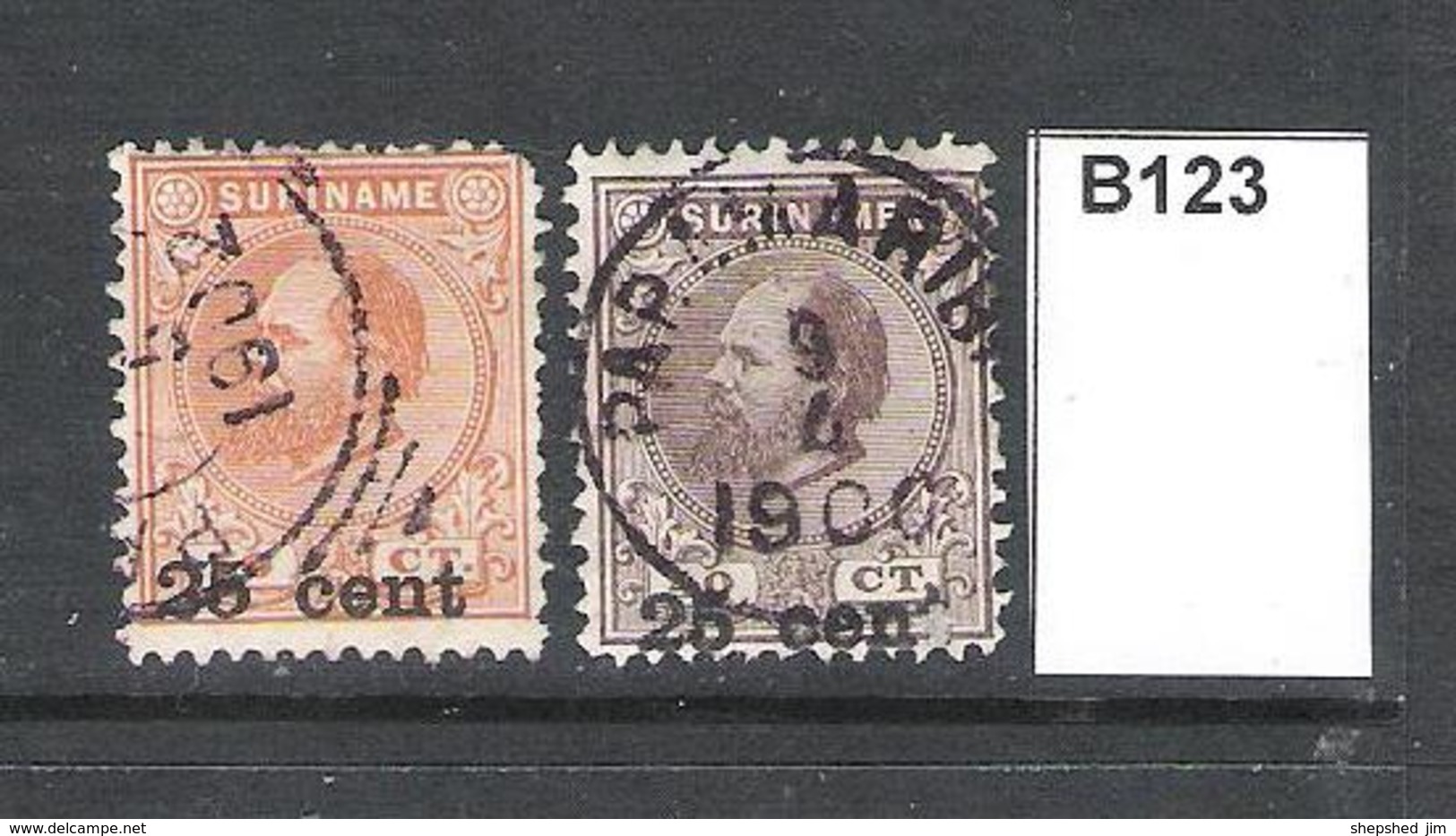 Surinam 1900 Surch 25c (2 Values) - Suriname