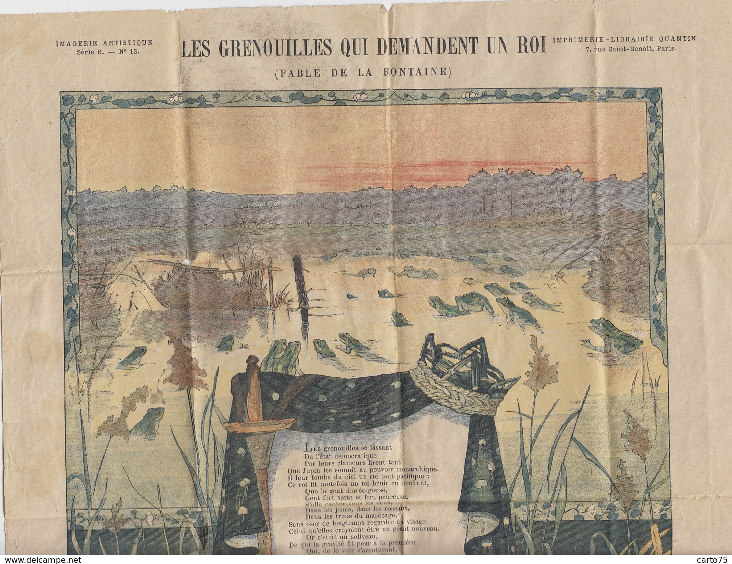 Imagerie Artistique - Fable La Fontaine "Les Grenouilles Qui Demandent Un Roi" - Posters