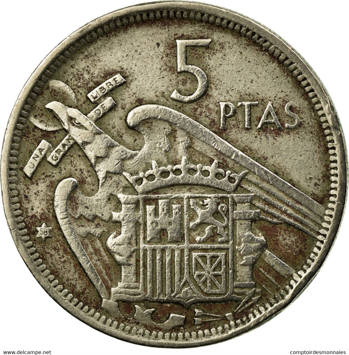 Monnaie, Espagne, Caudillo And Regent, 5 Pesetas, 1958, TB, Copper-nickel - 1 Peseta