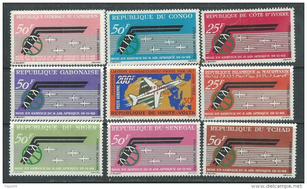 Grandes Séries Pays D'expression Française : Anniversaire De La Cie "Air Afrique"-DC-8,  Les 9 Vals Ss Ch.,TB - Collections (sans Albums)